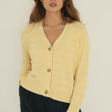 Sophia Yellow Cotton Cardigan - Näz - Sustainable Fashion Made in Portugal