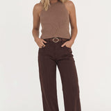Claire Mocha Halter Knit Top