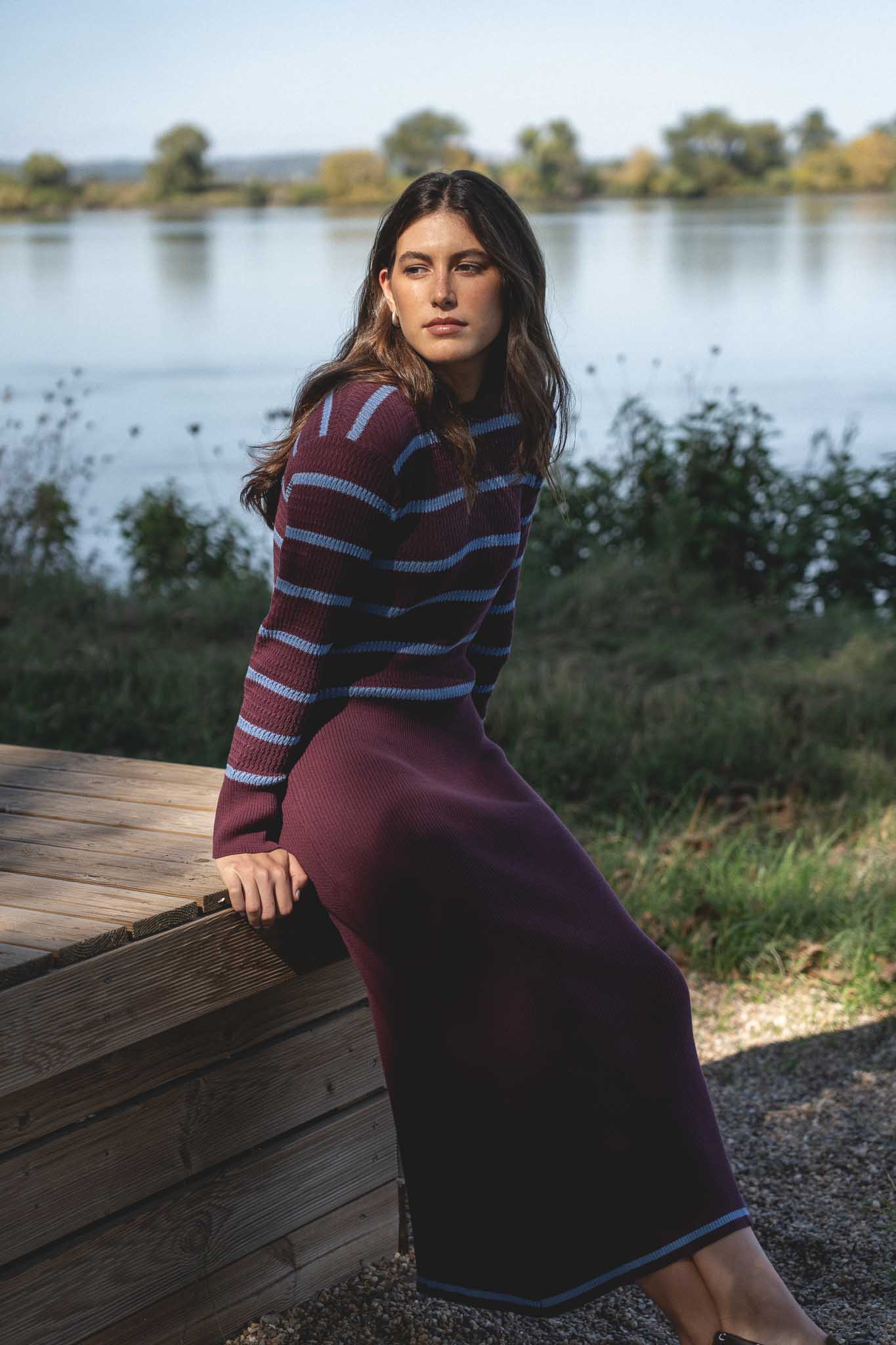 Victoria Eggplant Knit Dress - Näz-Sustainable Fashion Made in Portugal