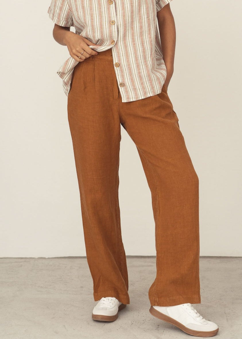 naz women high-waisted linen trousers 
