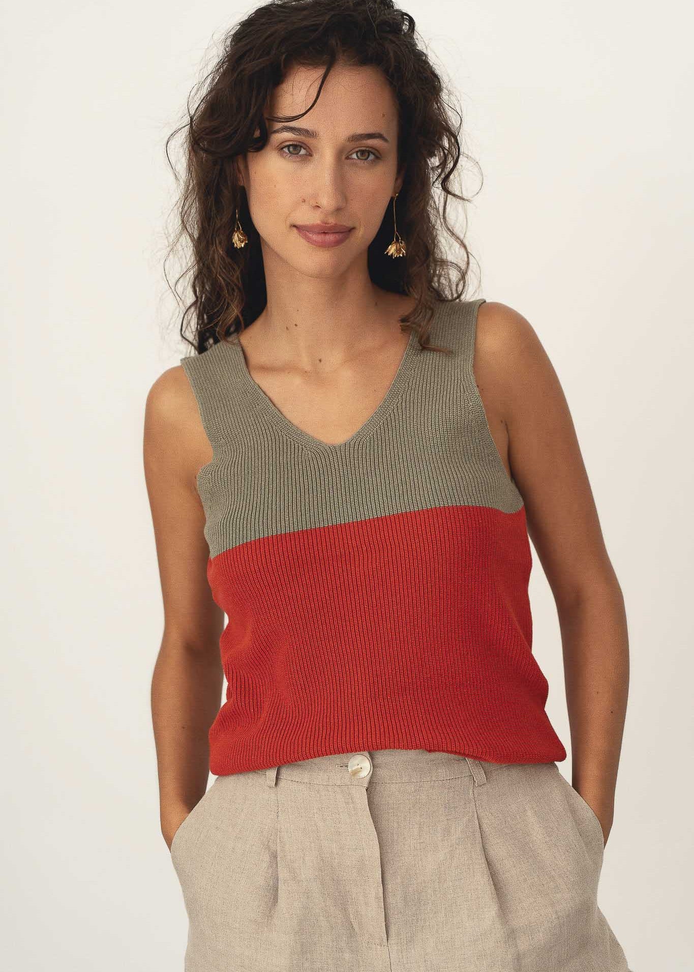 recycled fibers women summer knit top 