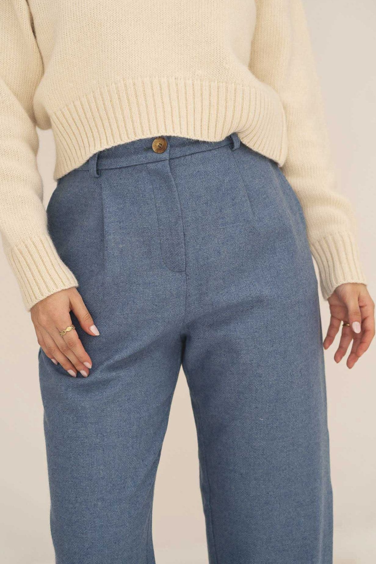 Women's Essential Wool Trousers in Blue